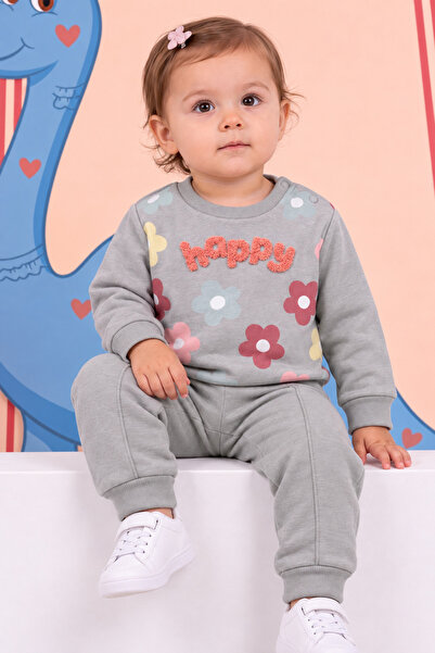 Rocha Baby Rocha Baby Gray Floral 2-Piece Set with the Words'Happy' - Boucle ...