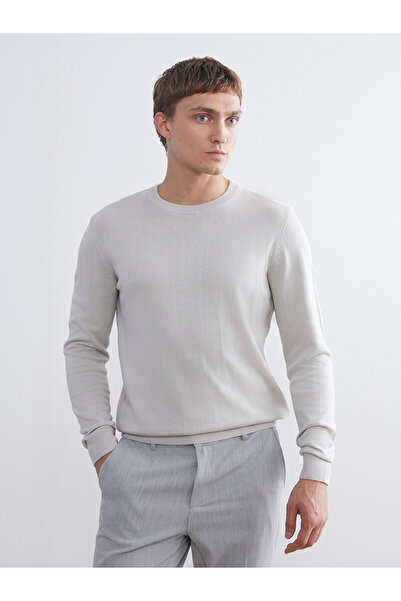 LC Waikiki Nevavm Farkıyla Lcwaikiki Classic Beige Knitwear Plain Oval Collar...