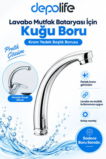 Depolife Lavabo Mutfak Bataryası Çeşme için Başlık Borusu Kuğu