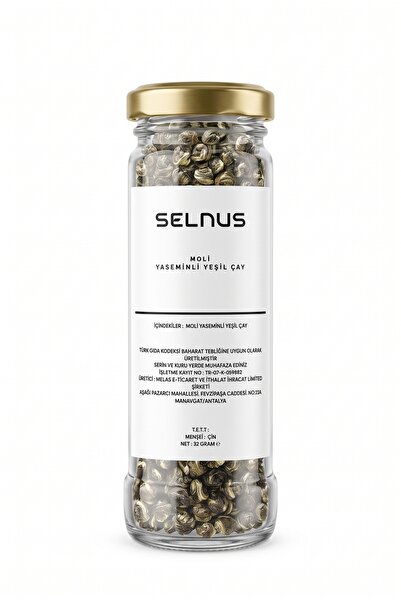 SELNUS Moli Yasemin Çayı 32 Gr Cam Kavanoz Ejder İncisi Yeşil Çay Jasmine Pearl