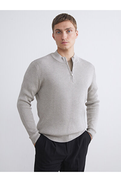 LC Waikiki Lcw Vision Beige Knitwear Flat Collar Men's Sweater with Nevavm Di...