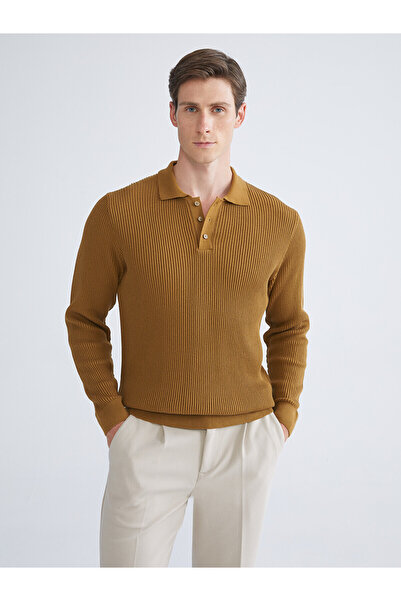 LC Waikiki Nevavm Farkıyla Southblue Yellow Knitwear Plain Polo Collar Men's ...