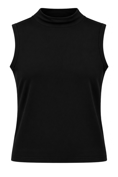 İmajButik Siyah Sıfır Kol Modal Yaka Katlı Body
