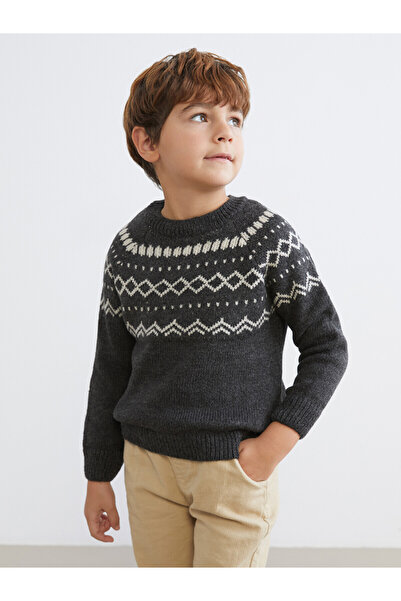 LC Waikiki Lcw Kids Anthracite Oval Collar Boys' Knitwear Sweater with Nevavm...