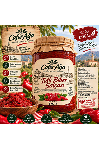 ca caferağa doğal salamura ürünleri TATLI BİBER SALÇASI (1KG)