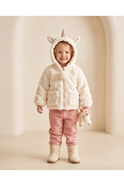 melisam.msg Kız Bebek Unicorn Kış Mevsimlik Peluş Mont Sevimli Kadife Astarlı