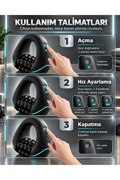 Mega Plus Selülit 360° Döner Roller Yeni Nesil Masaj Aleti Boyun Omuz Sırt Bacak Rahatlatıcı Vücut Masajı Roller Şarjlı