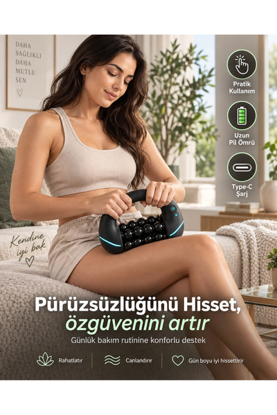 Mega Plus Selülit 360° Döner Roller Yeni Nesil Masaj Aleti Boyun Omuz Sırt Ba...