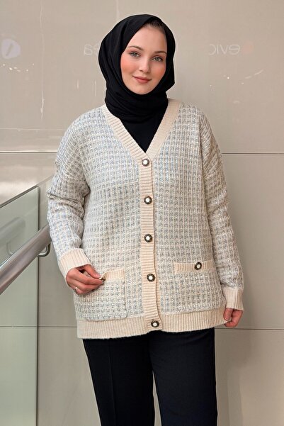 Ghisa V-Neck Front Buttoned Sequin Knit Embroidered Sweater Cardigan