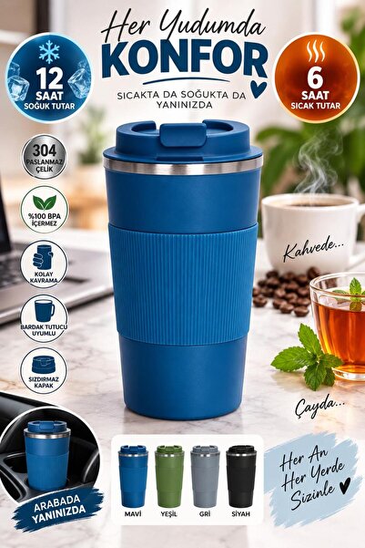BATBAT 380 Ml Çift Katman El Yakmaz Küçük Paslanmaz Çelik Sızdırmaz Araç Içi ...