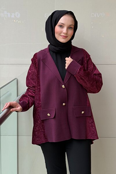 Ghisa Knitwear Velvet Combination Jacket Cardigan
