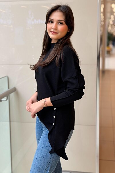 Ghisa Knitwear Tunic with Side Button Detail
