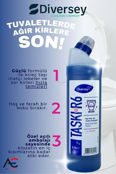 Diversey Taski Room Care R6 Ağır Kirler Için Klozet Temizlik Ürünü 0,75 L