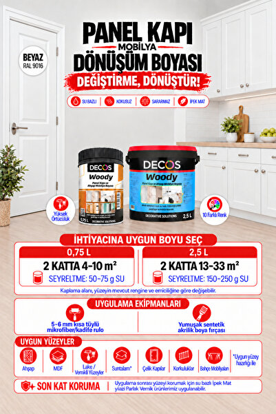 DECOS Woody - Renkli Panel Kapı ve Mobilya Boyası | Su Bazlı Kokusuz | Mutfak...
