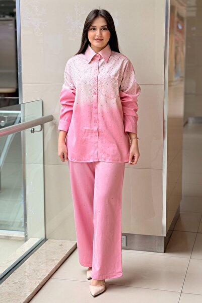 Ghisa Serpme Stone Embroidered Liosel Shirt and Pants Set