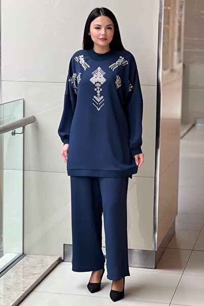 Ghisa Baguette Stone Ribbed Trousers Suit