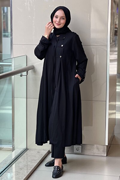 Nurcan Çetin Buttoned Closed Fringed Long Shirt Pants Set