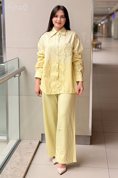 Ghisa Waterway Stone Embroidered Liosel Shirt and Pants Set