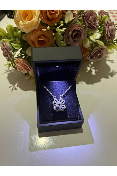 HKN AVM ACCESSORİES Işıklı Kutuda Gümüş Renk 100 dilde Seni Seviyorum Kolye açılıp kapanan yonca kolye dünyanın en güzel kızı notlu doğum günü hediyesi sevgililer günü hediyesi