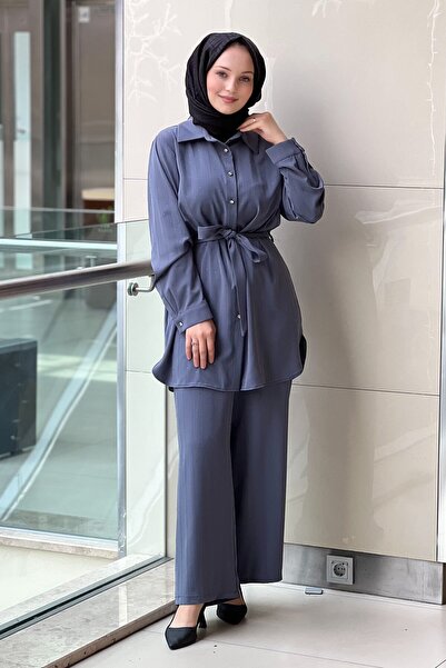 FUAT GÜRSEN Fuat Gürşen Sprinkled Stone Embroidered Shirt and Pants Set