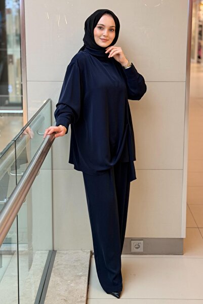 Ghisa High Collar Asymmetrical Cut Tunic Trouser Set