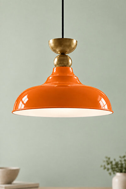 LUMINZO Rauze Bohem Metal Eskitme Aksesuar Turuncu Metal Sarkıt 35 Cm Avize Y...