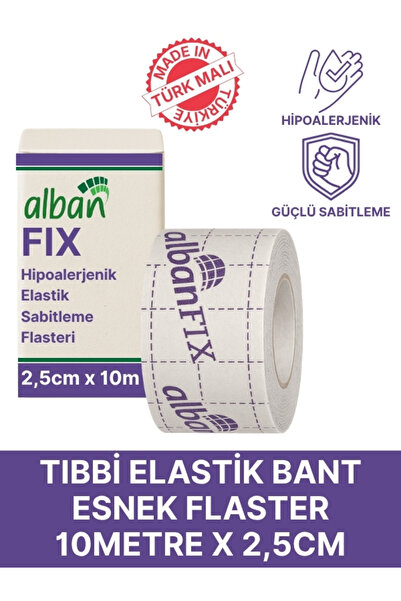 Alban FİX Elastik Sabitleme Bandı 2,5cm x 10m. Elastik Non-Woven Medikal Flaster