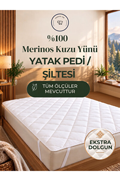 sadevia yün Merinos Kuzu Yünü Yatak Pedi – Yatak Koruyucu Şilte %100 Doğal Me...