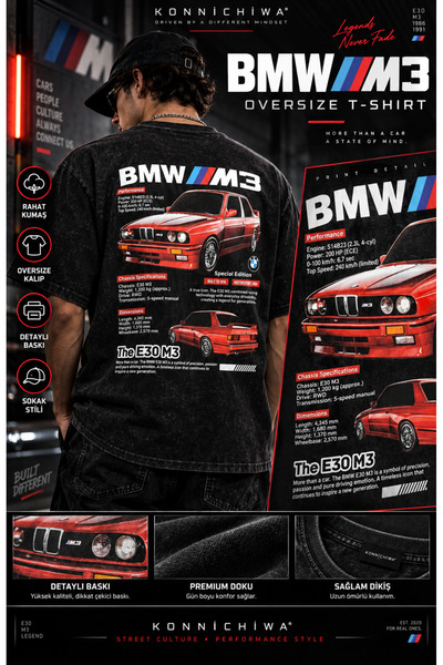 FG KONNİCHİWA Siyah Renk BMW E30 VE E46 M3 Araba MODİFİYE TUTKUNLARI İÇN Bask...