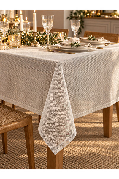 PİKKO HOME 145*220 cm Gold Glitter Thin Party Tablecloth(Christmas)