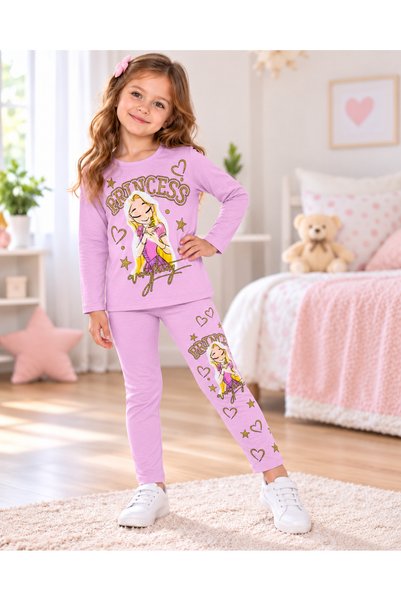 KAMİKAM Beautiful Combed Cotton Girl's Character Suit