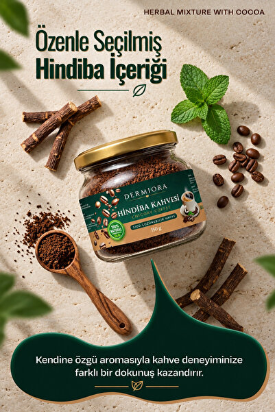 Dermiora Hindiba Kahvesi Yumuşak İçim Kafeinsiz Detox Kahve 1 Aylık - (60 kullanım) Net 150 gr Cam Kavanoz