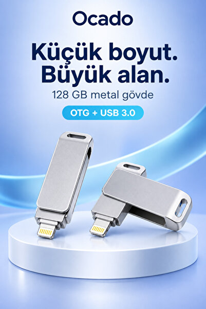 Ocado 128 GB Flash Memory iPhone - PC Compatible OTG Flash 3.0 Usb Data Memory