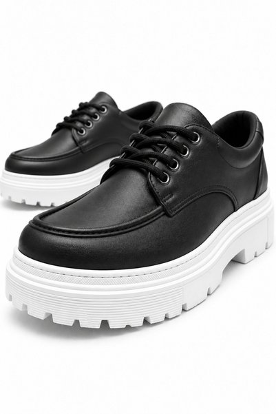 Lucy Shoes Yg-X6 Men's Casual Lace-Up Leather Classic Shoes Cbt - Black