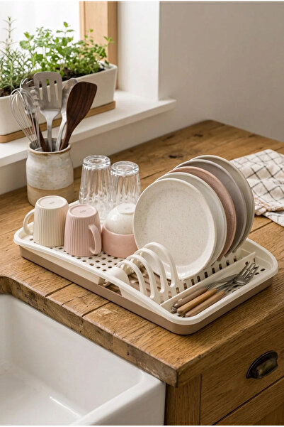 Nandy Home Dryna Bulaşıklık & Tabaklık - Su Tahliyeli - Tepsili - 44x30 cm