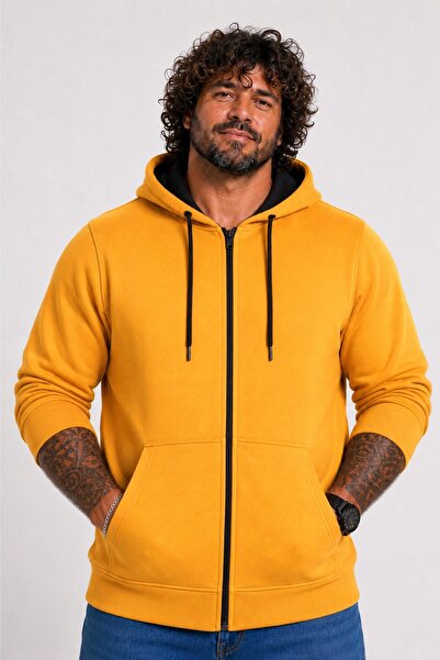 Starbattal Hanorac unisex cu glugă, mărime mare, 3ip Sweat 11701 MUSTARD