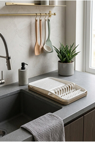 Nandy Home Dryna Bulaşıklık & Tabaklık - Su Tahliyeli - Tepsili - 44x30 cm