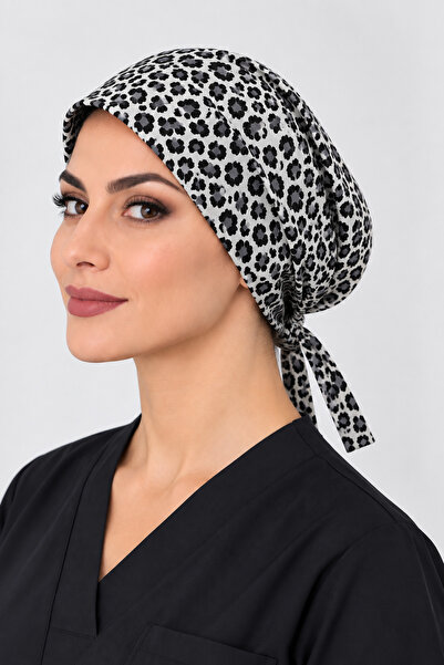 GTB BUTİK Leopar Desenli Hemşire Bonesi Unisex Cerrahi Bone