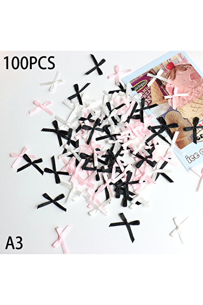 Choice A3 100pc 2x3cm Fresh Pink Ribbon Bows Small Size Satin Ribbon Bow Flow...