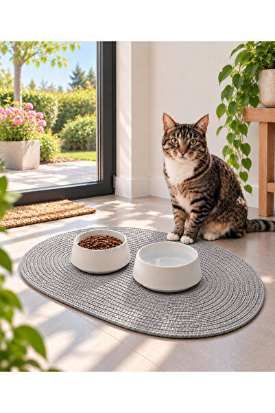 ÖRGÜM Kedi Köpek Beslenme Paspası Kedi Köpek Mama Altlığı 50x30 Cm ( MAMA KAB...