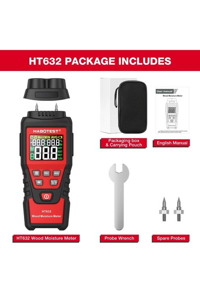 Choice HT632 HABOTEST HT632 Digital Wood Moisture Meter Wall Water Tester Hum...