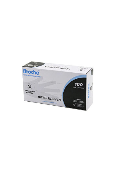SS HOME CONCEPT Broch S Size Black Powder-Free Nitrile Examination Gloves 100Pcs