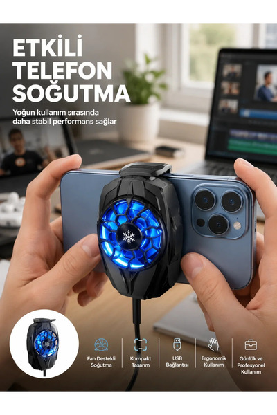 SS HOME CONCEPT Telefon Soğutucu Fan Güçlü Motor Radyatör Cep Telefon Soğutma