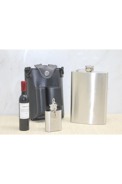 SS HOME CONCEPT Leather Case Flask Set Alk3927