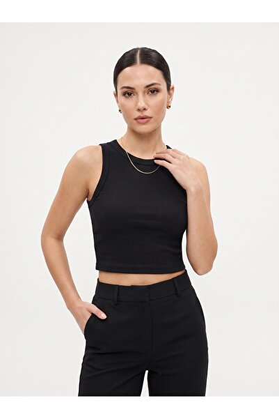underwear bodyway 3’lü Kadın Ribana Kısa Crop Atlet (siyah-beyaz-gri) Esnek P...
