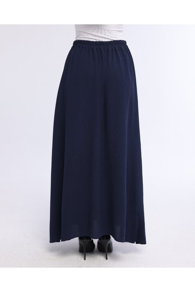 sehatex Kadın LacivertBeli lastikli Krep Anne Eteği