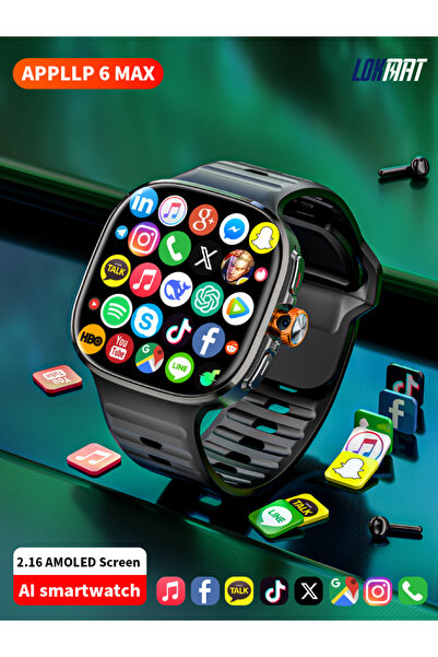LOKMAT Appllp 6 Max Smart Watch 4G/5G Sim Card & Wi-Fi Enabled 2.16" Amoled W...