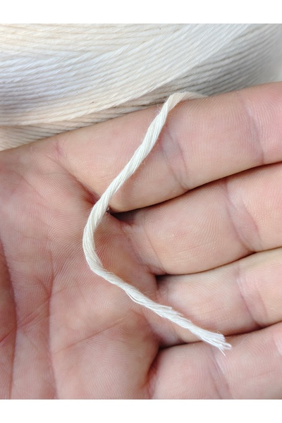 Bevella Macrame Cord 1 kg Mum Fitili İpi %100 Pamuk Amigurumi El Örgü İpi Ekru Renk 1.2 mm