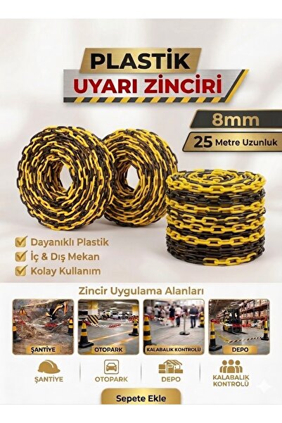 ONG PLASTIK 8MM PLASTİK ZİNCİR 25 METRE SARı-SİYAH