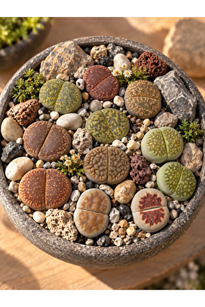 ATLANTE CACTUS “Lithops” Yaşayan Taşlar rengarenk set - 10’lu karışık özel tü...